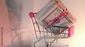 shopping cart with wad of US cash