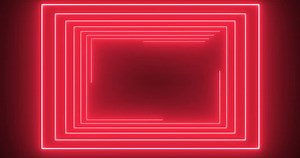 Neon red shining contours appearing on the dark screen and making a rectangle frame for your logo in the center.