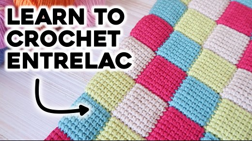 How to crochet entrelac stitch Tunisian patchwork step by step