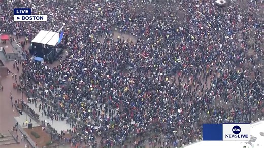 Thousands of protesters have flooded the streets of Boston demonstrating in the anti-Trump "Hands Off!" rally. It's one of 1,200 other protests unfolding in all 50 states across the country. | ABC News Live