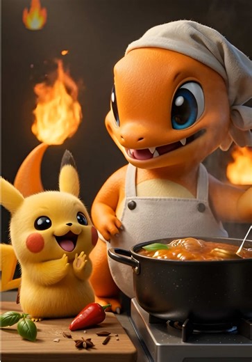 Pikachu and Charmander's Delicious Cooking Adventure