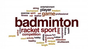 Badminton animated word cloud, text design animation.
