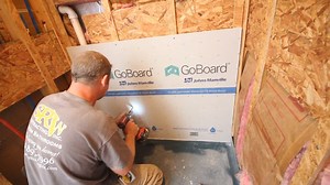 Waterproofing custom curbed shower using GoBoard...applied GoBoard sealant to inner corner of shower tray, screwed GoBoards to studs with alkali resistant screws, and applied GoBoard sealant between panels, on seams and screws...enrollment for our Build Curbed Showers Master Course starts tomorrow July 13th thru July 15th 👍🏼 | Home Repair Tutor