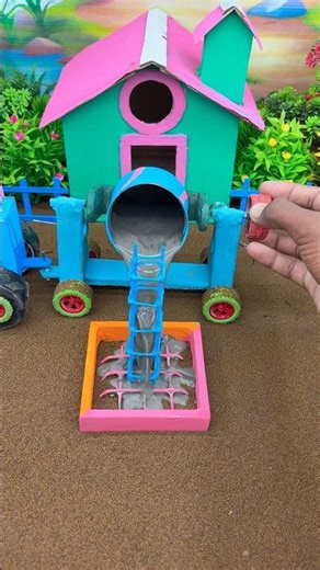 DIY Mini Cement Foundation Making Machine | Real Working Mini Construction 🚜#shorts