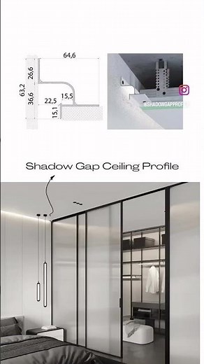 Shadow gap ceiling profile, interior design ideas. #homedesign #homedecor #interiordesign