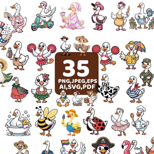 Silly Goose SVG Bundle PNG EPS | Funny Goose Clipart Layered Svg for Cricut Silhouette | Silly Goose on the Loose Cutting Instant Download - Etsy