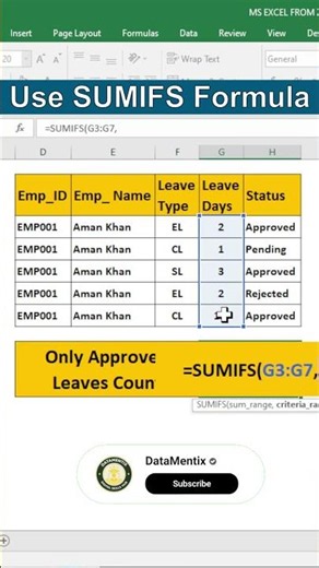 Count Only Approved Leaves in Excel 🔥 | SUMIFS Formula | HRMS Excel Trick