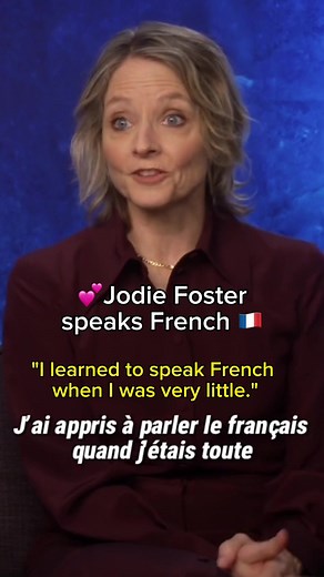 La classe, l’élégance, le charme, what else?🇫🇷💞 Jodie Foster speaks French fluently! C’est notre française américaine, elle fait ses propres doublages dans ses films. She does her own film dubbing in her movies 🗣️💪 What do you think of her French? 🇫🇷💬 #frenchlanguage #learnfrench #speakfrench #languagelearning #jodiefoster