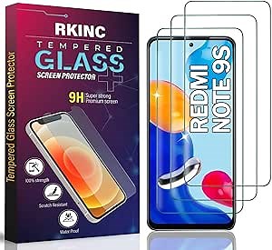 RKINC Screen Protector [3-Pack] for Xiaomi Redmi Note 9S, 9 Pro, 9 Pro Max, Tempered Glass Film Screen Protector, 0.33mm [LifetimeWarranty][Bubble-Free][Anti-Scratch][Anti-Shatter], Transparent