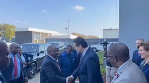 [WATCH]: President Cyril Ramaphosa arrives at BMW South Africa Plant in Rosslyn, where he is received by Premier Panyaza Lesufi, Peter van Binsbergen, CEO BMW SA, Dr. Milan Nedeljković, Production and Chairman of BMW SA, Ilka Horstmeier, Member of the Board of Management of BMW AG. The event today will showcase the successful implementation of the latest investment at the BMW Plant in Rosslyn for the production of the new BMW X3 Plug-in Hybrid Electric Vehicle. #GrowingGautengTogether #InvestInG
