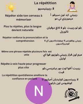 Reinforcement Affirmation # vocabularie Français# الترسيخ# التكرار لتنشيط الذاكرة Français pour tous