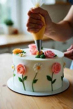 Floral Buttercream Cake Design | Elegant Spring Cake Decorating 🌸🎂 #shortsfeed #foryou