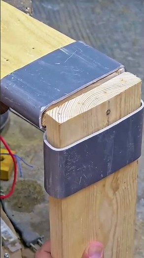 the process of connecting wooden boards using pipes and bolts to fasten them #popular #viralshorts