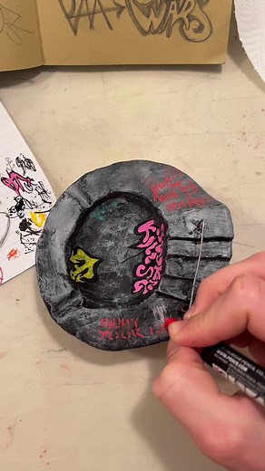 Made a skate rink ashtray! Fake cig tiktok #fyp #art #artboy #skater #grafitti