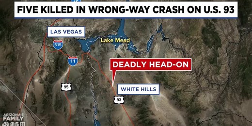 5 people killed in wrong-way crash on US 93 near Kingman