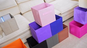 Yinder 12 Pcs Cube Storage Bin 11'' Storage Bins for Room Decor Colorful Bins Foldable Baskets for Nursery Organizer Boxes Fabric Boxes (Sky Blue, Purple, Pink, Rose)