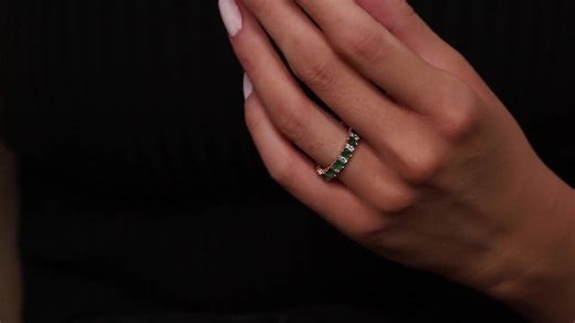 Personalized Birthstone Eternity Ring with Square Baguette Stones, Dainty Stackable Custom Family Jewelry Gift