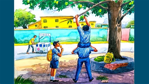 6.1K views · 86 reactions | How to draw a summer scenery with watercolour | Art and Drawing Milton Danda | Facebook