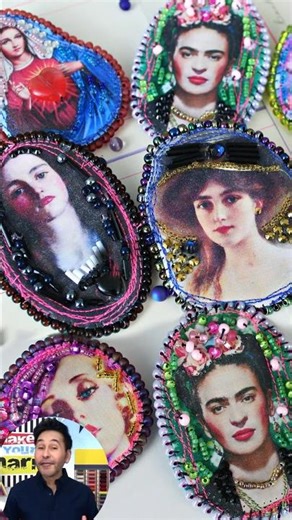 Beaded Fabric Brooches