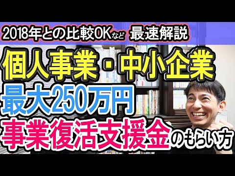 【解説】2018年と比較OK！給付額の計算で0円に!? 個人事業主･中小企業最大250万円､事業復活支援金のもらい方【基準月･比較月/上限額/売上50％･30％減少/事前確認･必要書類/申請2月説】