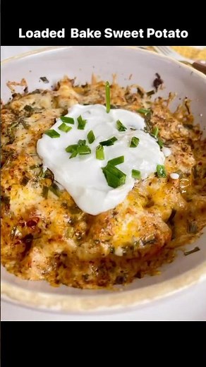 Loaded Bake Sweet Potato with Minced Chicken Toppings