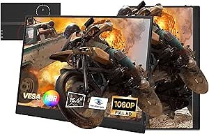 15.6" Portable Monitor 1080P HDR Bluelight EyeCare Freesync USB-C Laptop Display for PC/Macbook/xbox/Computer/phone/PS4/Switch, Ultra Slim Plug & Play, Dual Speaker, VESA Mount Support