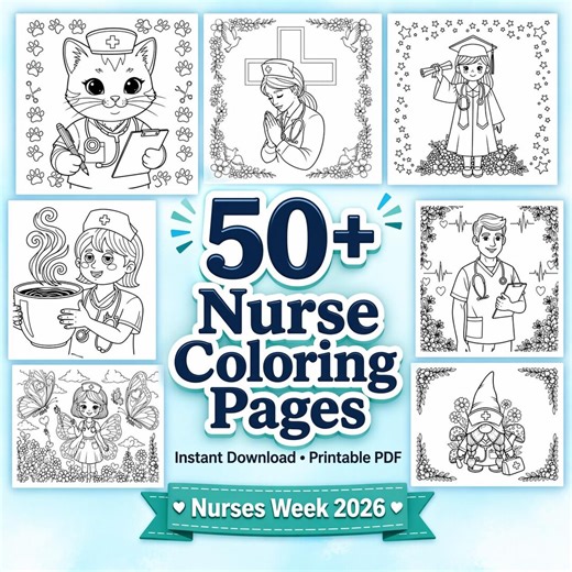 Nurse Coloring Pages Bundle 50+ Printable PDF, Medical Coloring Book, Nurses Week Gift, Healthcare Coloring Sheets Kids Adults - Etsy