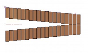 Length of rectangle pattern pieces based on length of first and last rectangle?