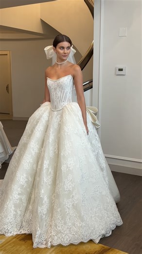 Which traditional LOVE by Pnina Tornai wedding dress would you choose? Sound off below! 👇 1: Style 15091K 2: Style 15097N 3: Style 15098 #traditionalweddingdress #classicweddingdress #laceweddingdress #pninatornai | Pnina Tornai