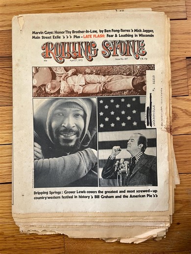Vintage 1972 Rolling Stone Magazine Issue #107 | Marvin Gaye April 27, 1972 - Etsy