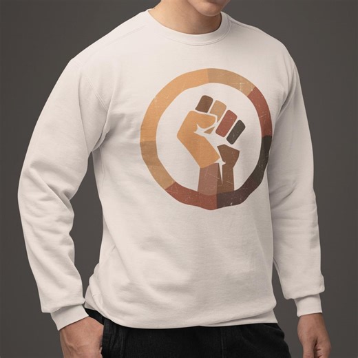 Unity Fist Crewneck Long Sleeve T-shirt - Black History Month Empowerment Apparel - Etsy