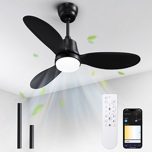 BLITZWILL Ceiling Fans with Lights and Remote & App Control,36 inch Modern Ceiling Fans,3 Reversible Blades Dimmable Noiseless, for Bedroom Kitchen Patio,Black - Walmart.com