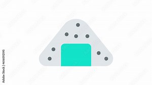 Onigiri, Food and Drink animated icon on transparent background.