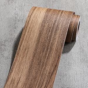 Light Ebony Wood Peel and Stick Wallpaper Border - Self-Adhesive Waterproof Wall Decals for Kitchen, Bathroom, Bedroom - Easy Installation, (qian wu mu, 3.93 inch * 196.85 inch)