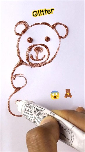 Teddy bear drawing easy with Glitter for kids and toddler #shorts #ytshorts #drawing #art #kids