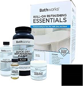 Bathworks Bathtub Refinishing Kit Quick-Dry Standard 22oz. w/Non-Slip Protection (BLACK)