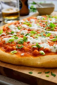 Vegan Buffalo Chickpea Pizza with Ranch