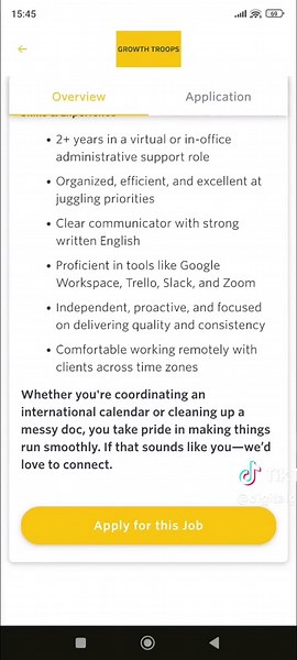 Remote Administrative Assistant at Growth Troops. Application Link: https://jobs.ashbyhq.com/growthtroops/936a738e-a014-4af7-81ce-e5c3ac03c636/application?utm_source=rYG80gznnj #jobseekers #jobs #job #fyp