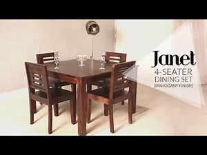 Dining Table Set : Janet 4 Seater Dining Table Set in Mahogany Finish at Wooden Street