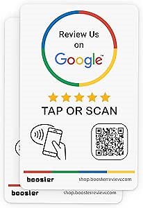 Google Review Tap Stickers by Booster Review: Smart Tap NFC & QR for Instant Reviews - iPhone & Android - Boost Business Reviews Quickly (2-Pack)