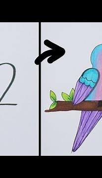 สอนวาดรูปนก จากตัวเลข 22 ง่ายๆ วาดตามได้ 🐦|| drawing / Easy bird drawing