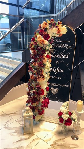 Greet your guests in style with our mirror welcome sign 🌹 DM for inquiries. #welcomesignsbham #nikkahpartition #asianbrideuk #NikkahSetup #westmidlandsdecor