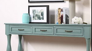 LKTART Solid Wood Console Table for Entryway,Long Sofa Table with 3 Drawers for Hallway,Foyer,Entry,Easy Assembled (63" Navy Blue)