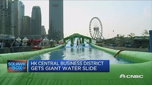 Hong Kong's CBD gets a giant water slide