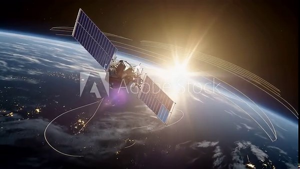 Before and after concept displaying orbital mechanics simulation with satellite deployment sequence stages, trajectory calculations transforming into actual constellation formation patterns,