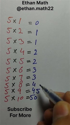 Trick of 5 Times Table . #math #mathas #mathstricks