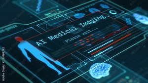 AI in medicine and healthcare, medical diagnosis, artificial intelligence in medical imaging, remote patient monitoring, telehealth, futuristic interface, technology innovation (3d render)