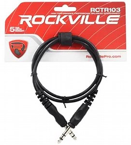 Rockville RCTR103B 3ft 1/4'' TRS to 1/4'' TRS Balanced Cable, 100% Copper, Nickel-Plated Connectors, Durable PVC Jacket, Tangle-Resistant, for Studio and Live Audio