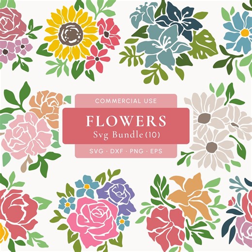 Flower SVG Bundle | Commercial Use (digital Download) - Etsy