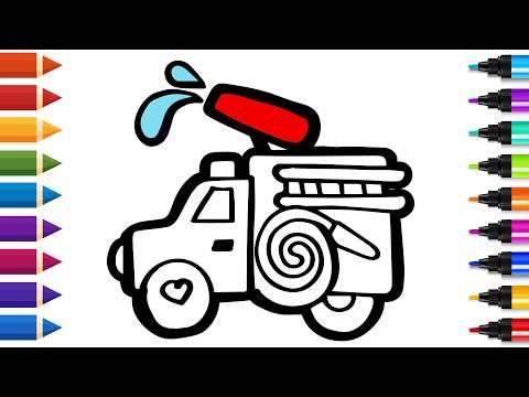 Drawing and Coloring a Cute Fire Truck | Easy Step By Step Tutorial